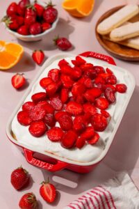 Strawberry Tiramisu made with Lifeway Farmer Cheese and Lifeway Kefir