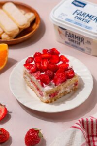 Strawberry Tiramisu made with Lifeway Farmer Cheese and Lifeway Kefir