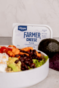 Sweet Potato Farmer Cheese Taco Bowls made with Lifeway Farmer Cheese
