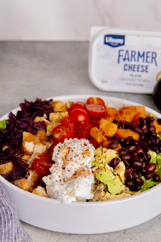 Sweet Potato Farmer Cheese Taco Bowls made with Lifeway Farmer Cheese