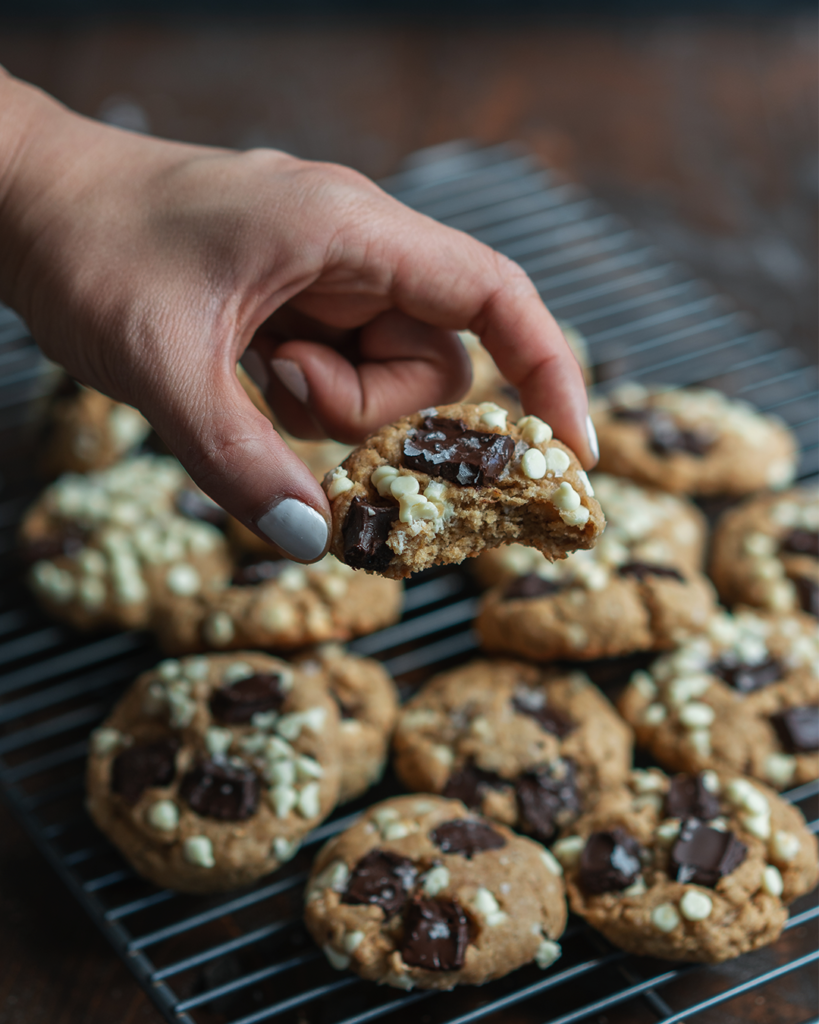 Salted Tahini Chocolate Chip Cookies made with Lifeway Farmer Cheese
