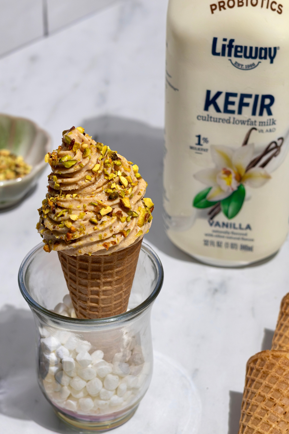 Tahini Date Soft Serve Frozen Kefir Made with Lifeway Kefir