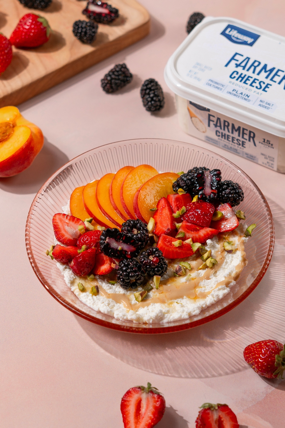 Tahini Honey Farmer Cheese Bowl with Fruit Made with Lifeway Farmer Cheese 