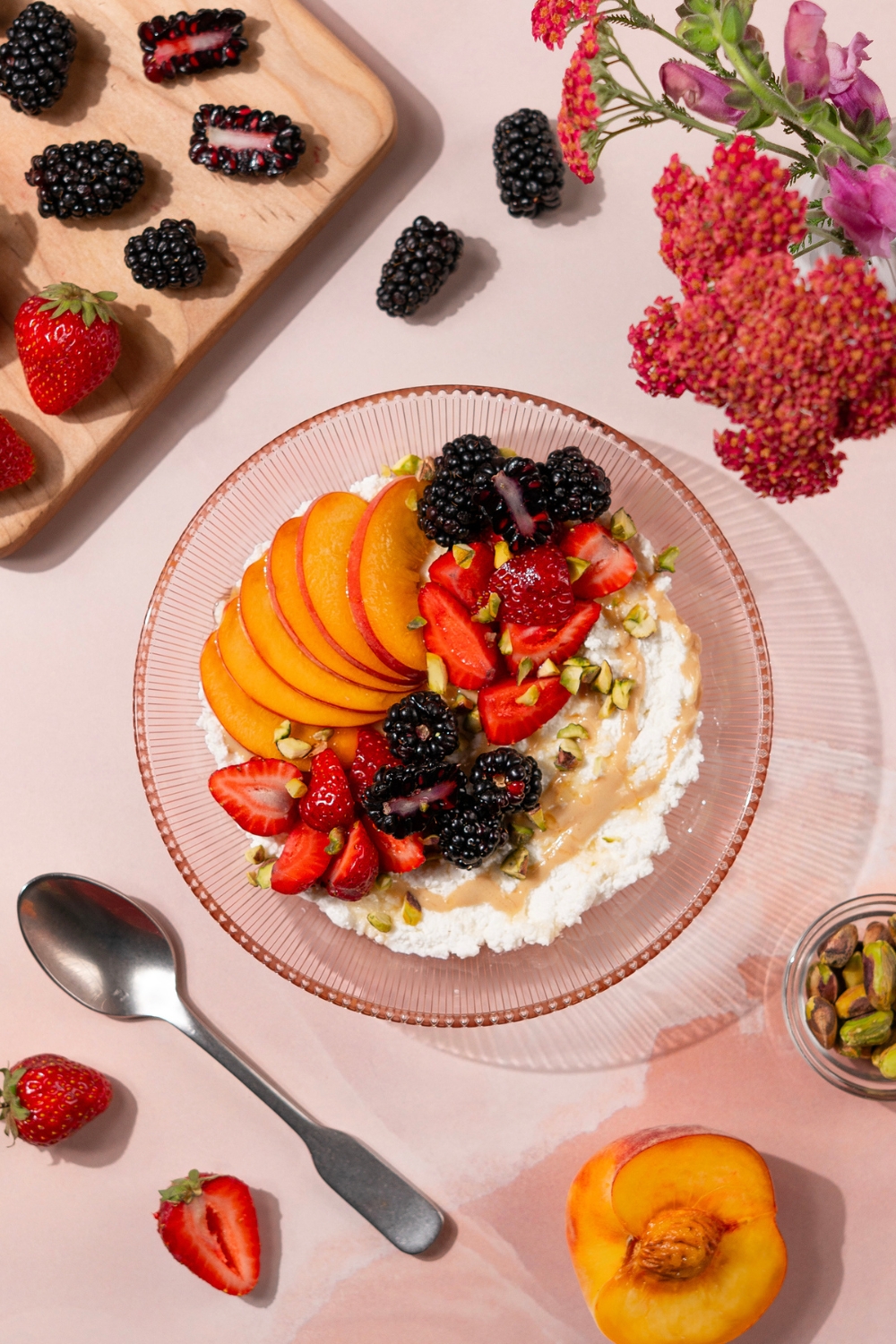Tahini Honey Farmer Cheese Bowl with Fruit Made with Lifeway Farmer Cheese 