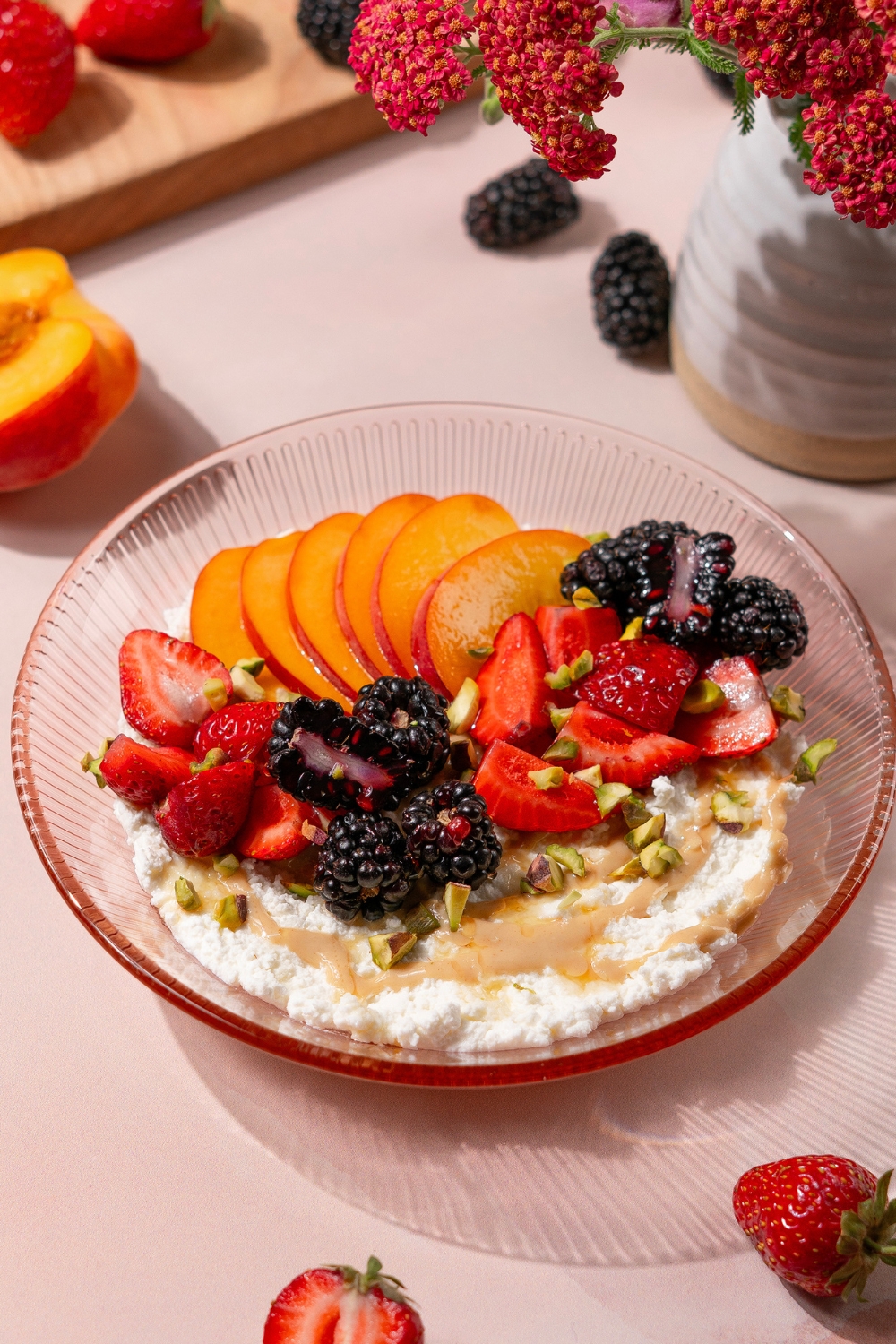 Tahini Honey Farmer Cheese Bowl with Fruit Made with Lifeway Farmer Cheese 