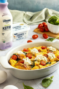 Tomato Spinach Breakfast Strata made with Lifeway