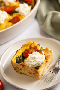 Tomato Spinach Breakfast Strata made with Lifeway