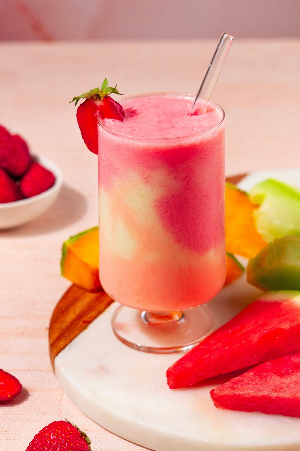 Triple Melon Layered Smoothie made with Lifeway Kefir