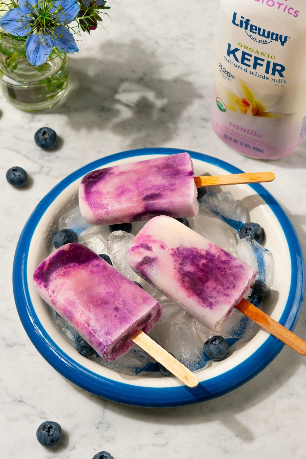 Ube Blueberry Kefir Pops made with Lifeway Kefir