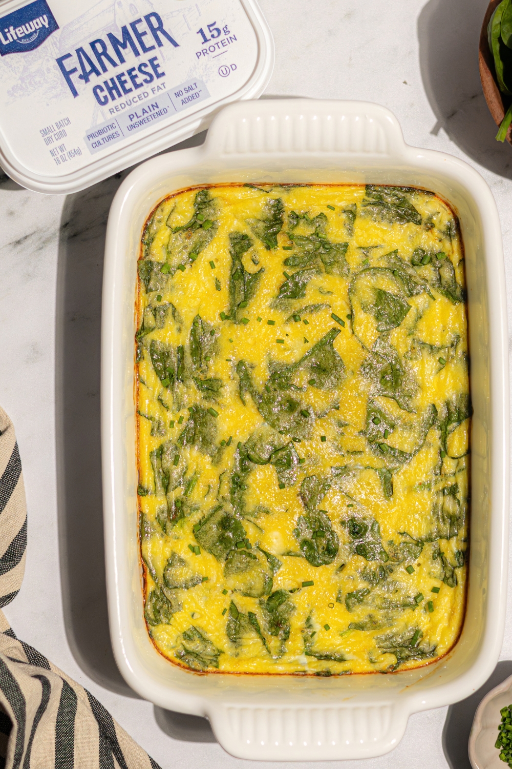 Viral Spinach Egg Bake Made with Lifeway Farmer Cheese