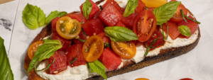 Watermelon Bruschetta Toast made with Lifeway Farmer Cheese