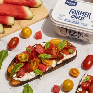 Watermelon Bruschetta Toast made with Lifeway Farmer Cheese