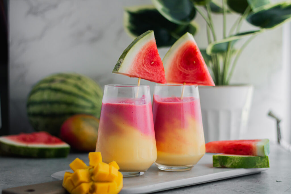 Watermelon Mango Smoothie made with Lifeway Kefir