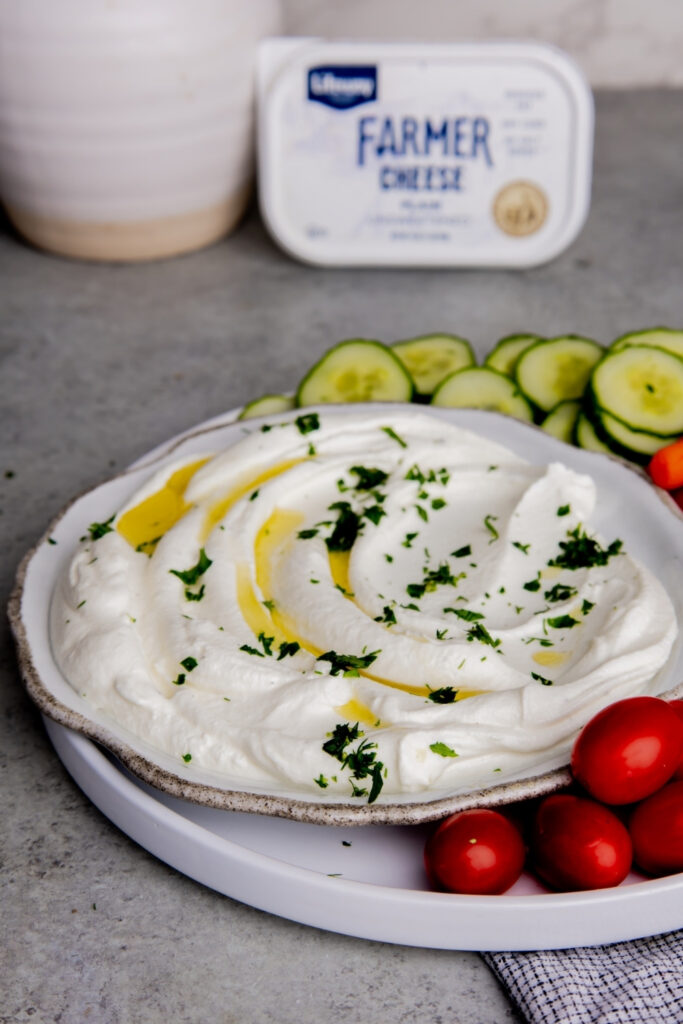 Whipped Farmer Cheese Veggie Dip made with Lifeway Farmer Cheese