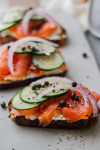Whipped Farmer Cheese and Smoked Salmon Toast made with Lifeway Farmer Cheese