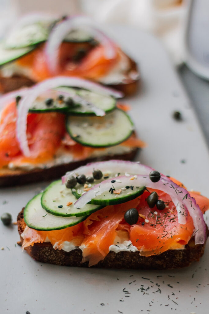 Whipped Farmer Cheese and Smoked Salmon Toast made with Lifeway Farmer Cheese