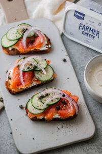 Whipped Farmer Cheese and Smoked Salmon Toast made with Lifeway Farmer Cheese