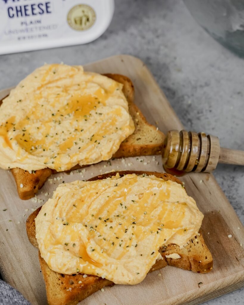 Whipped Pumpkin Spice Farmer Cheese Toast made with Lifeway Farmer Cheese
