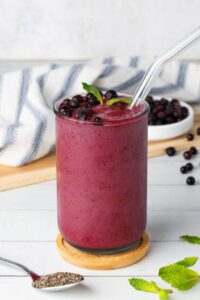 Wild Blueberry Kefir Smoothie made with Lifeway Kefir and Wyman's wild blueberries