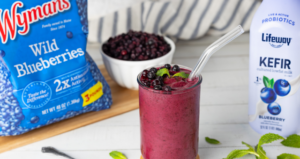 Wild Blueberry Kefir Smoothie made with Lifeway Kefir and Wyman's wild blueberries