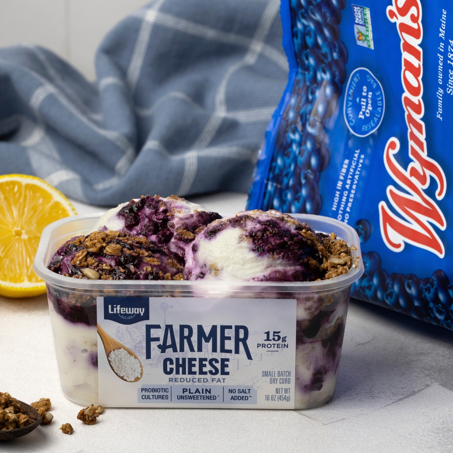Wild Blueberry Scoopable Cheesecake Made with Lifeway Farmer Cheese