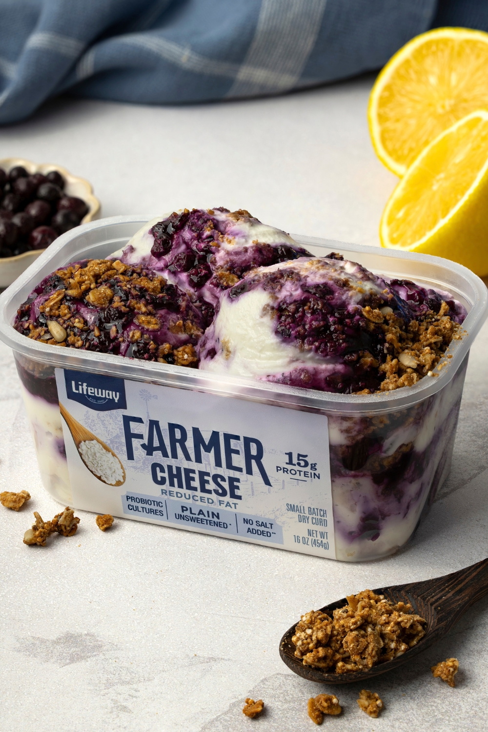 Wild Blueberry Scoopable Cheesecake Made with Lifeway Farmer Cheese