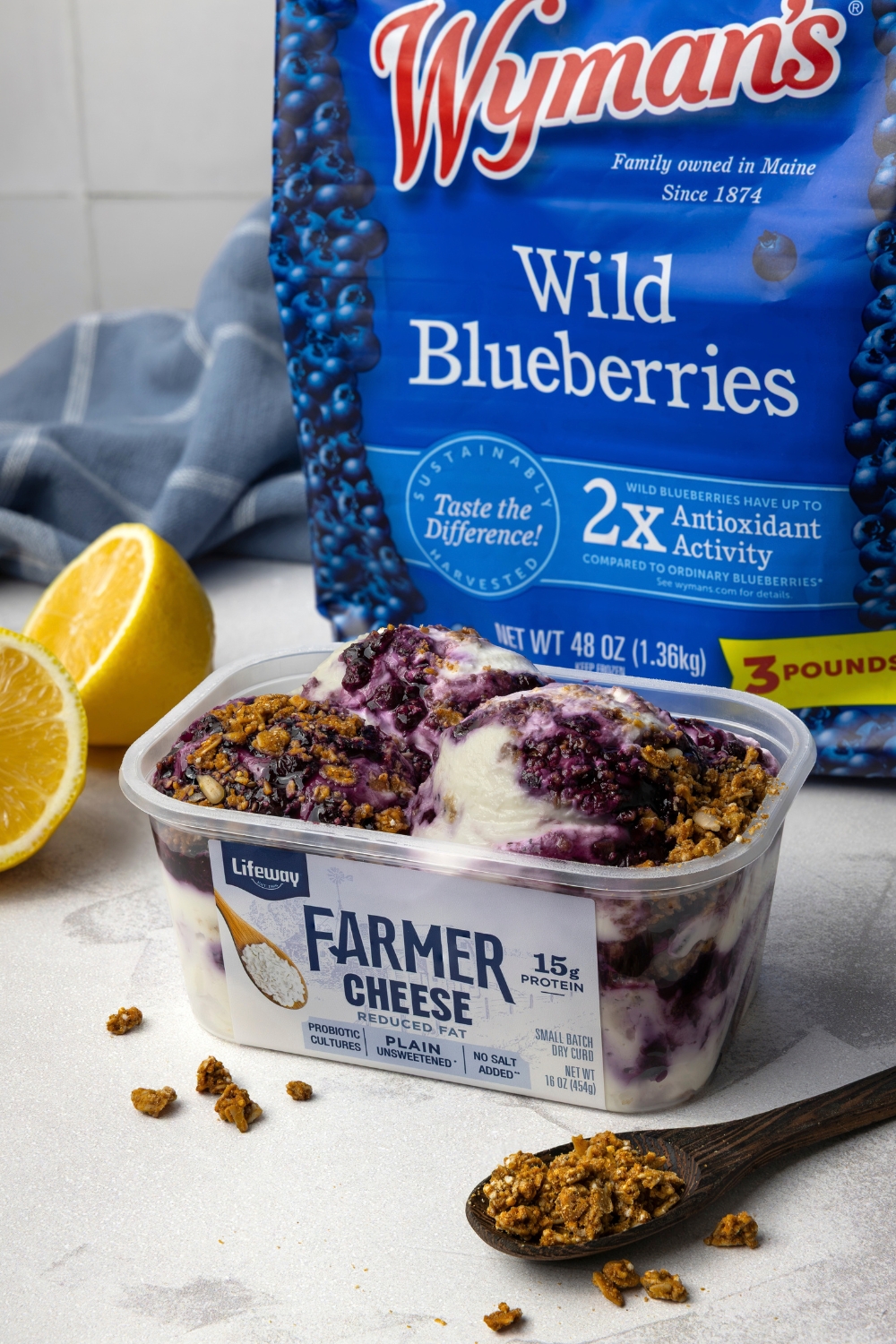 Wild Blueberry Scoopable Cheesecake Made with Lifeway Farmer Cheese