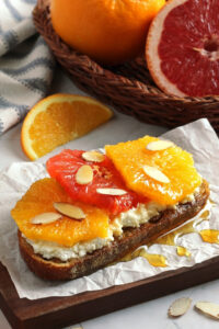 Winter Citrus Farmer Cheese Toast made with Lifeway Farmer Cheese