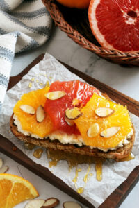 Winter Citrus Farmer Cheese Toast made with Lifeway Farmer Cheese